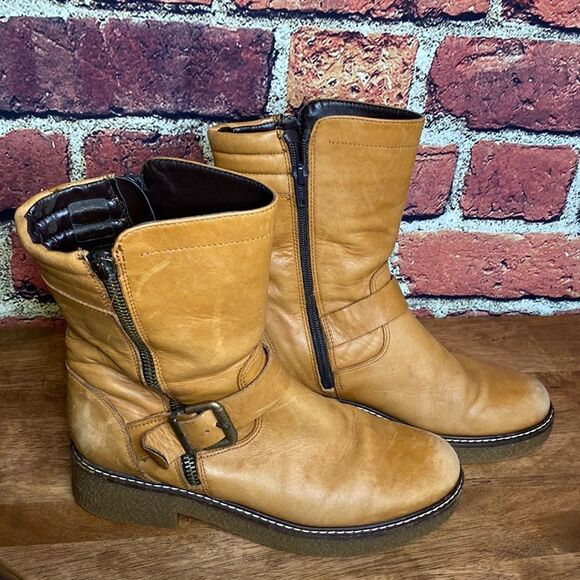 The Flexx Tan Aged Leather Moto Boots Size EU 37 - US 6 - Picture 2 of 8